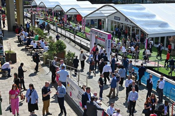 Delegates at UKREiiF along Leeds Dock